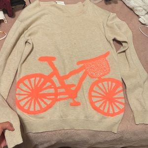 Khaki color Sweater with pink bicycle